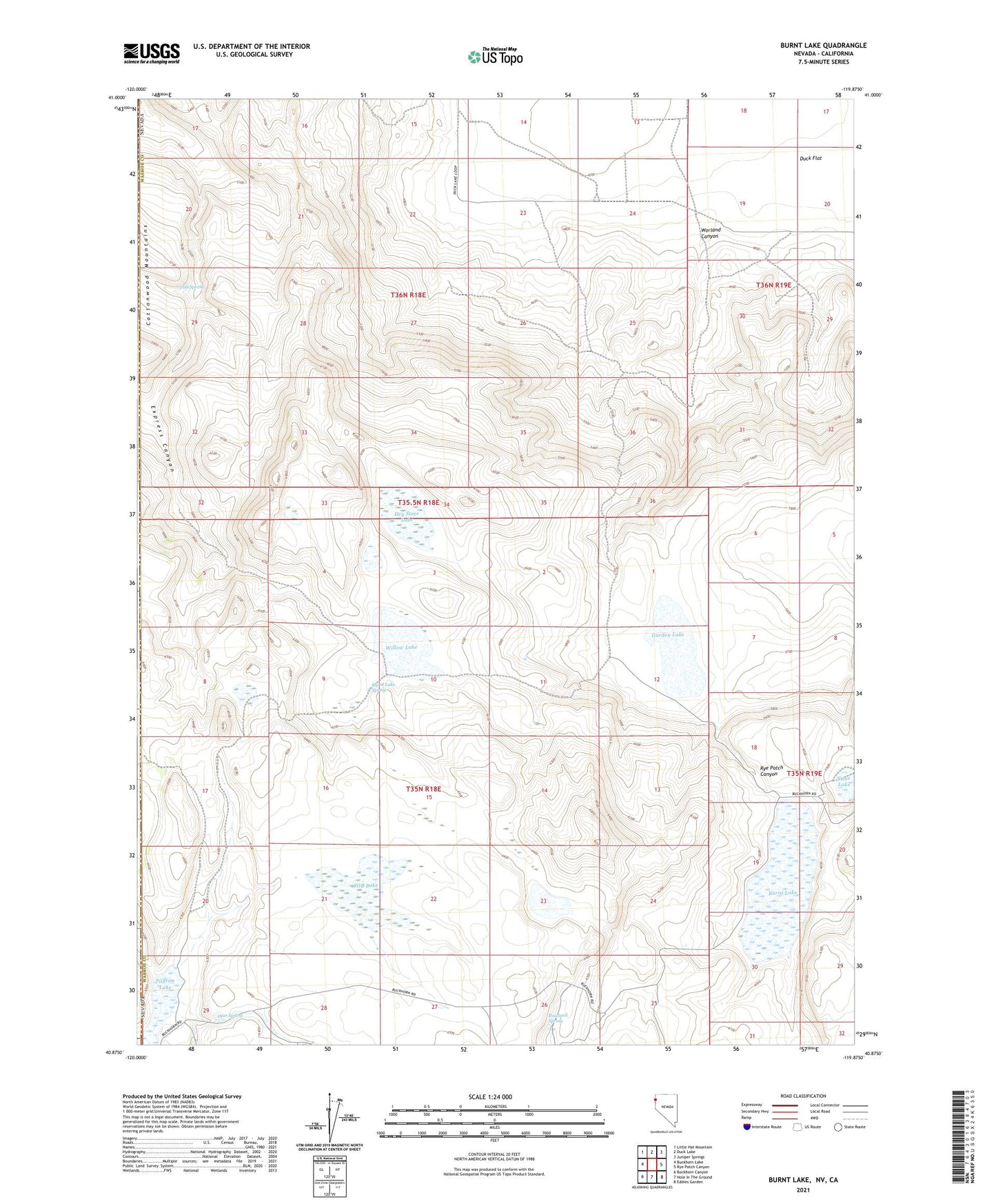 Burnt Lake Nevada US Topo Map Image