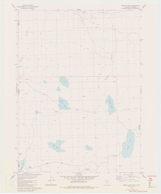 Classic USGS Burnt Lake Nevada 7.5'x7.5' Topo Map Image