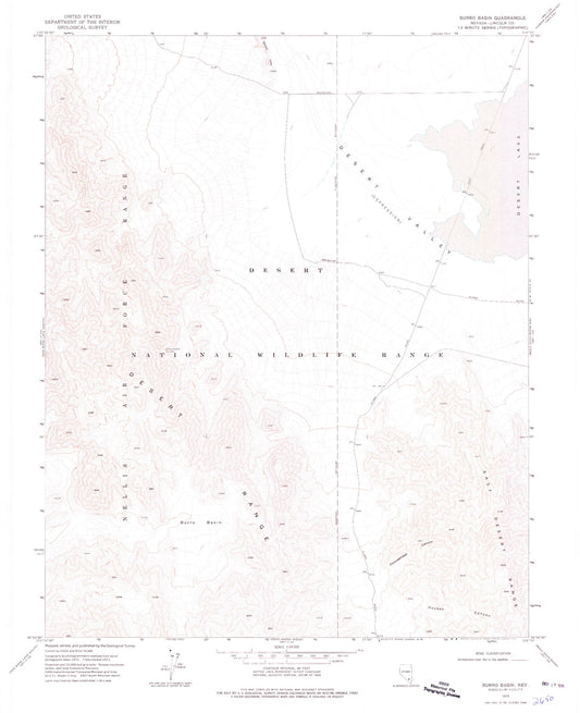 Classic USGS Burro Basin Nevada 7.5'x7.5' Topo Map Image