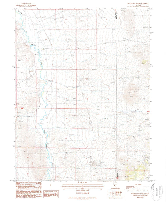 Classic USGS Butler Mountain Nevada 7.5'x7.5' Topo Map Image