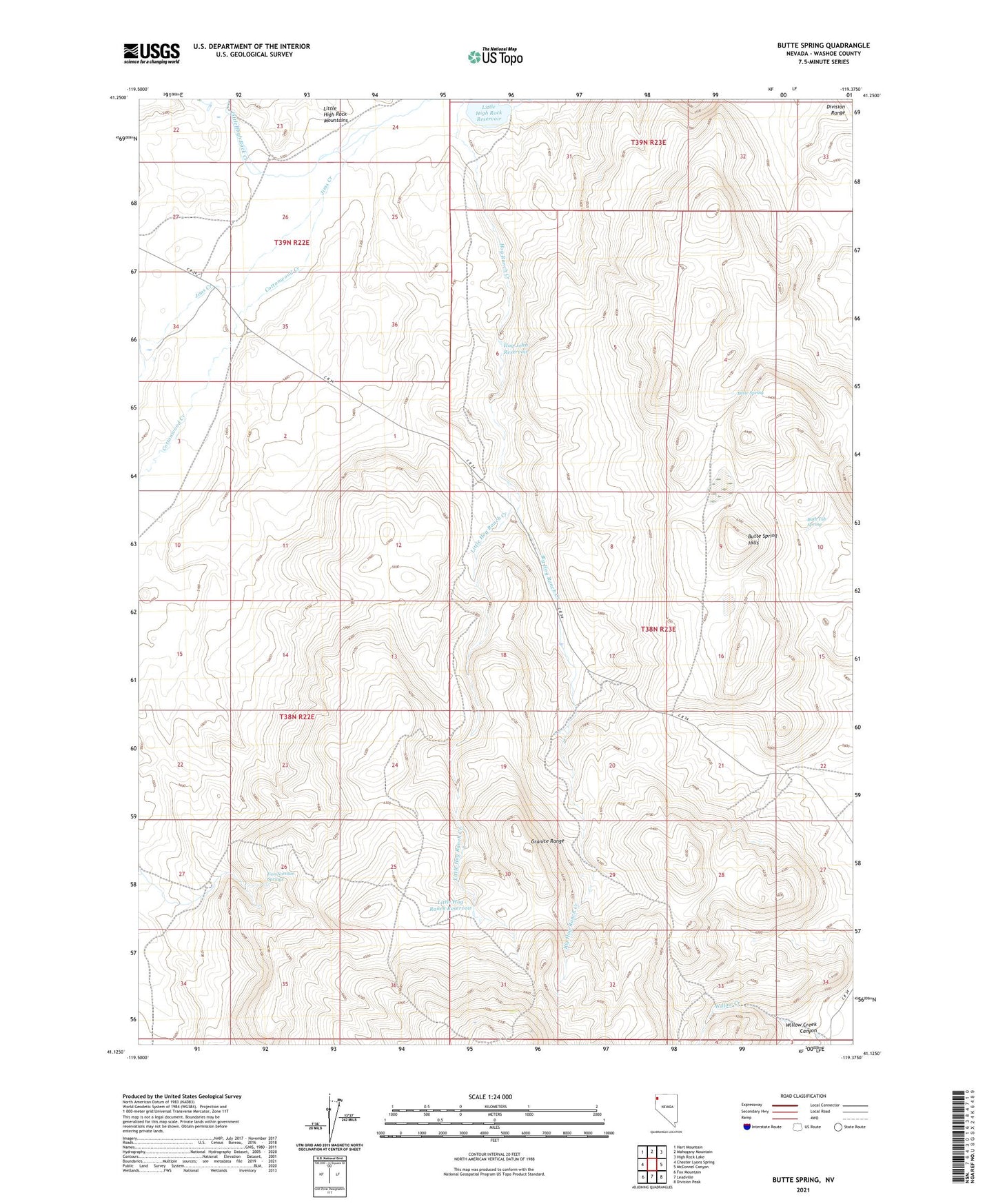 Butte Spring Nevada US Topo Map Image
