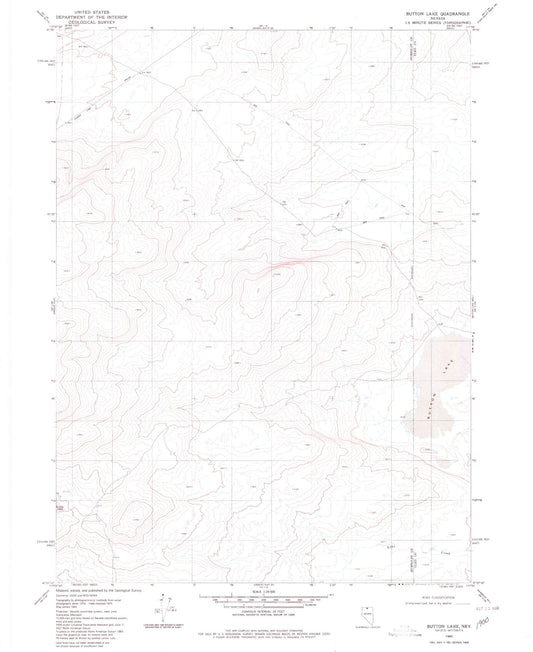 Classic USGS Button Lake Nevada 7.5'x7.5' Topo Map Image