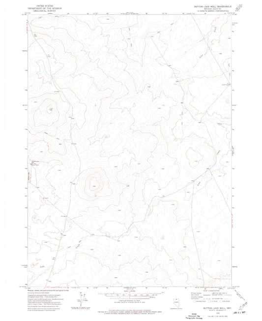 Classic USGS Button Lake Well Nevada 7.5'x7.5' Topo Map Image