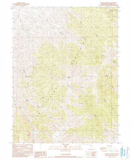 Classic USGS Byers Canyon Nevada 7.5'x7.5' Topo Map Image