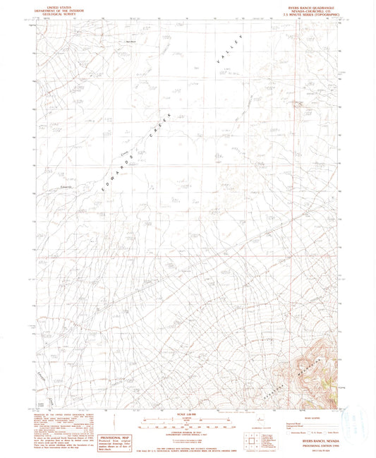 Classic USGS Byers Ranch Nevada 7.5'x7.5' Topo Map Image