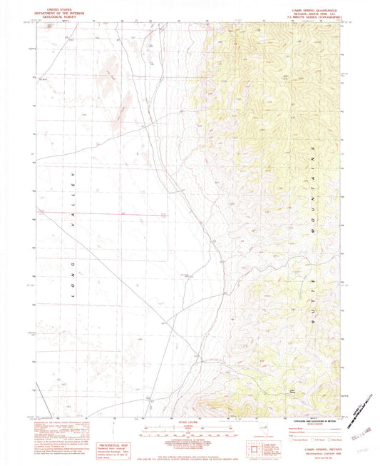 Classic USGS Cabin Spring Nevada 7.5'x7.5' Topo Map Image