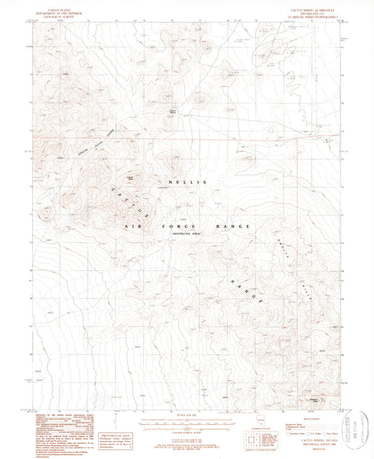 Classic USGS Cactus Spring Nevada 7.5'x7.5' Topo Map Image