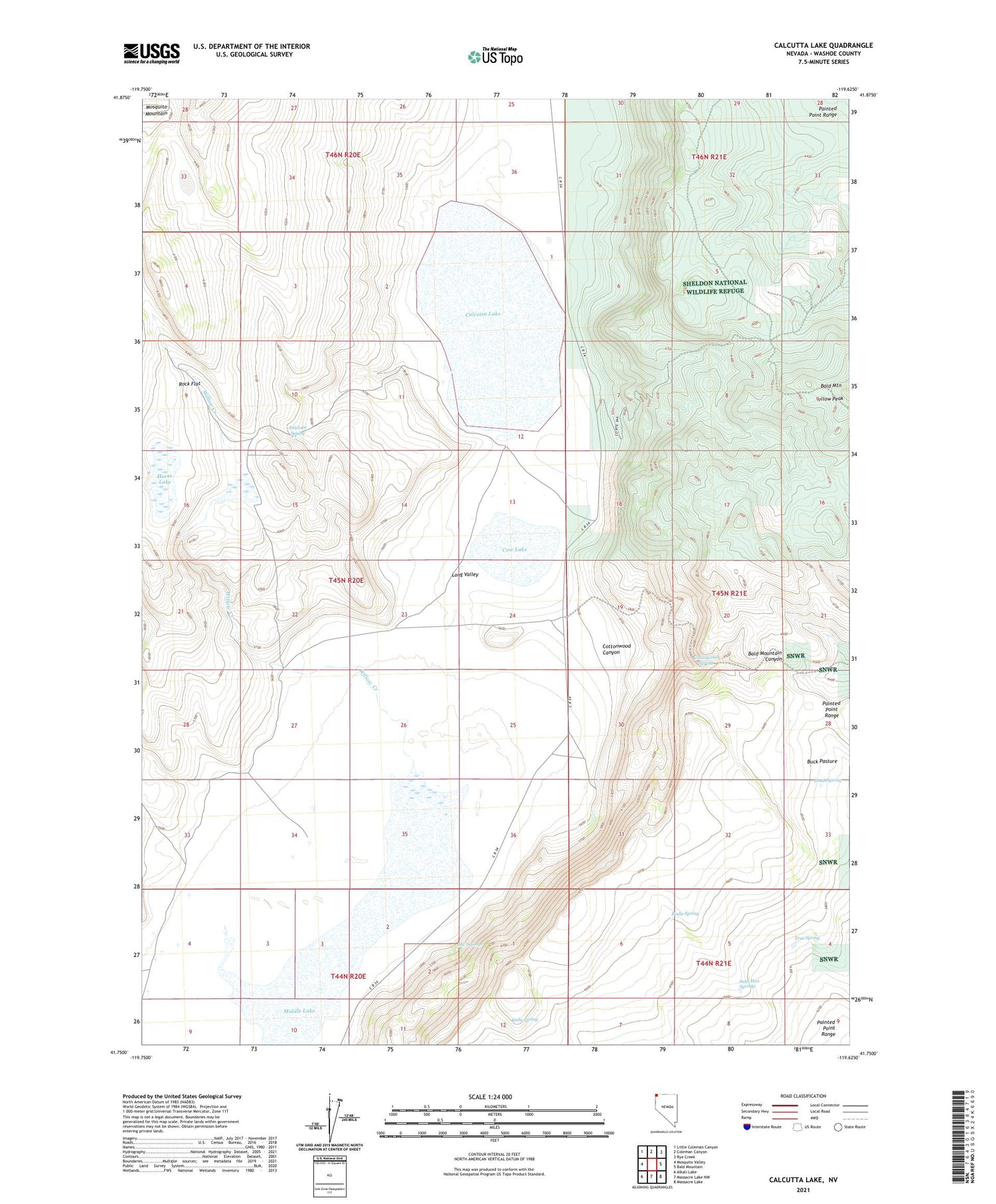 Calcutta Lake Nevada US Topo Map Image