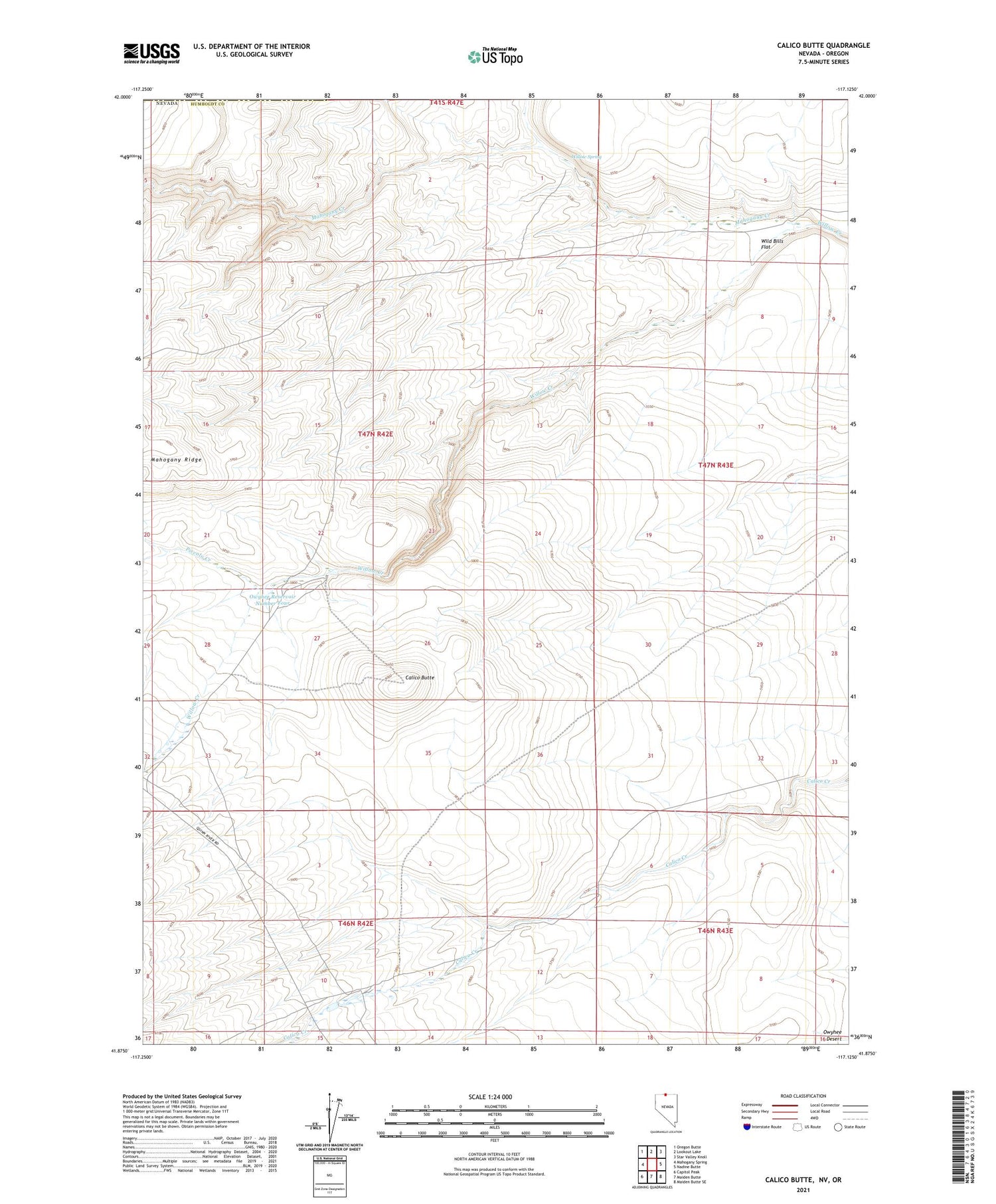 Calico Butte Nevada US Topo Map Image