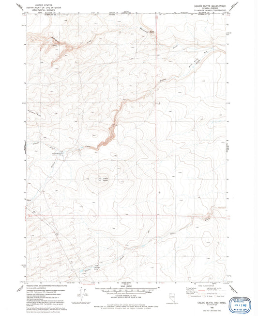 Classic USGS Calico Butte Nevada 7.5'x7.5' Topo Map Image