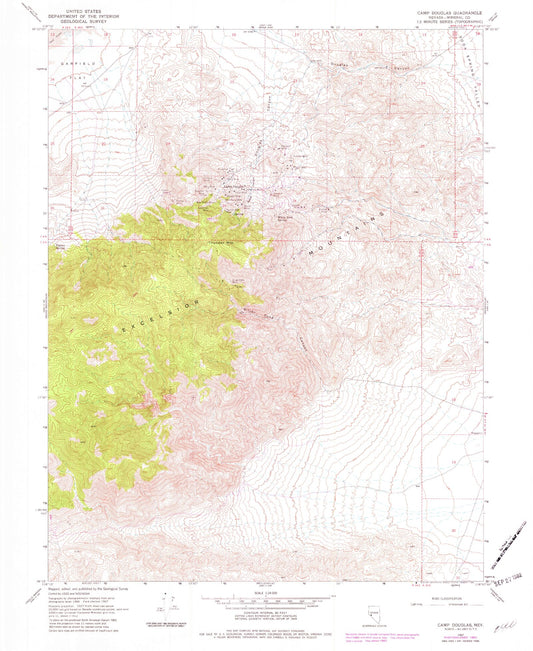 Classic USGS Camp Douglas Nevada 7.5'x7.5' Topo Map Image