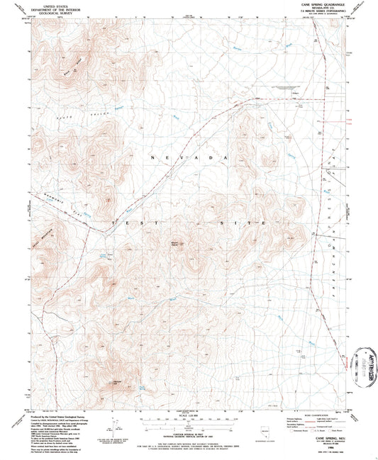 Classic USGS Cane Spring Nevada 7.5'x7.5' Topo Map Image