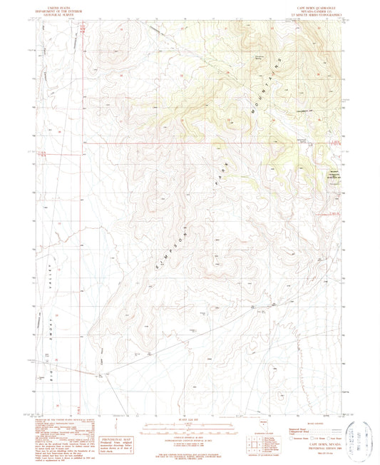 Classic USGS Cape Horn Nevada 7.5'x7.5' Topo Map Image