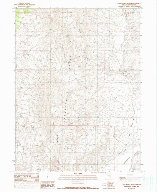 Classic USGS Carico Lake North Nevada 7.5'x7.5' Topo Map Image
