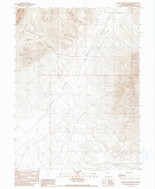 Classic USGS Carico Lake South Nevada 7.5'x7.5' Topo Map Image