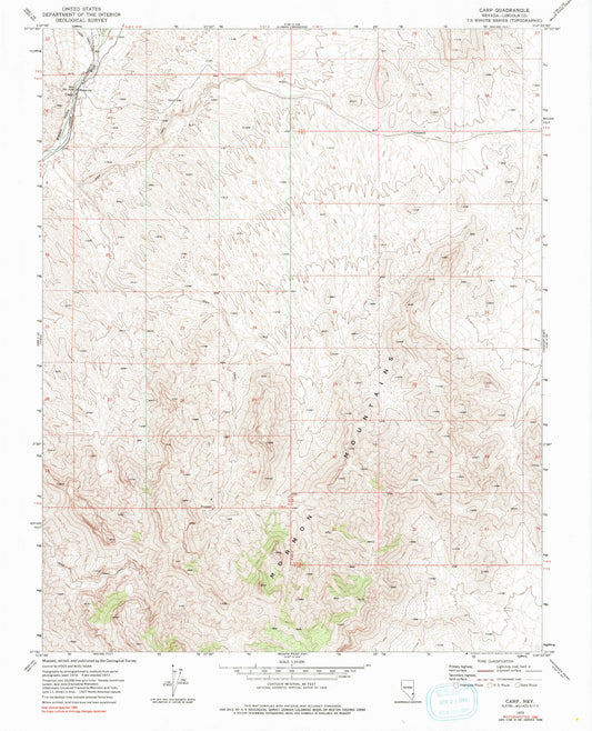 Classic USGS Carp Nevada 7.5'x7.5' Topo Map Image
