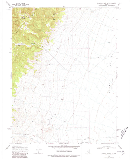 Classic USGS Carroll Summit NE Nevada 7.5'x7.5' Topo Map Image