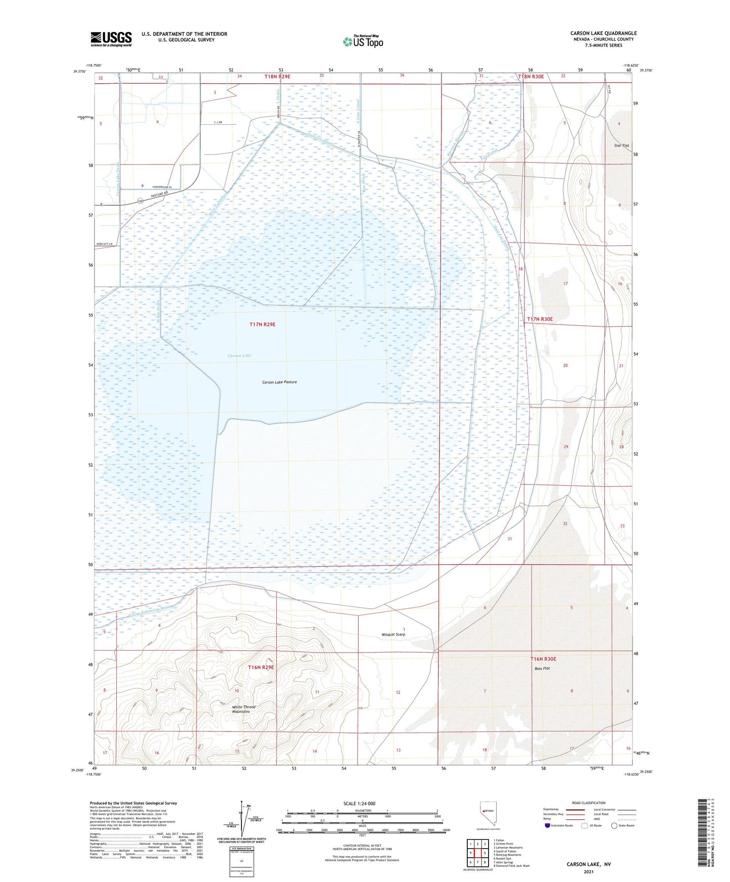 Carson Lake Nevada US Topo Map Image