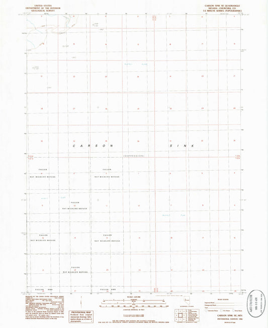 Classic USGS Carson Sink SE Nevada 7.5'x7.5' Topo Map Image