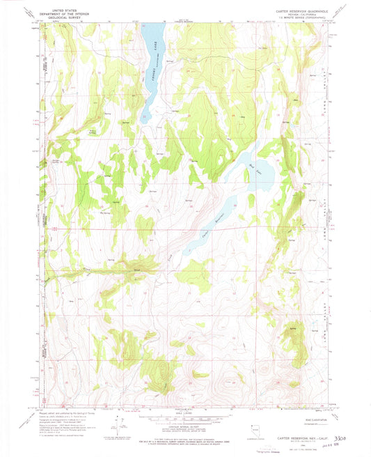 Classic USGS Carter Reservoir Nevada 7.5'x7.5' Topo Map Image