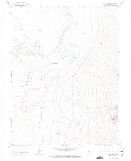 Classic USGS Carvers NE Nevada 7.5'x7.5' Topo Map Image