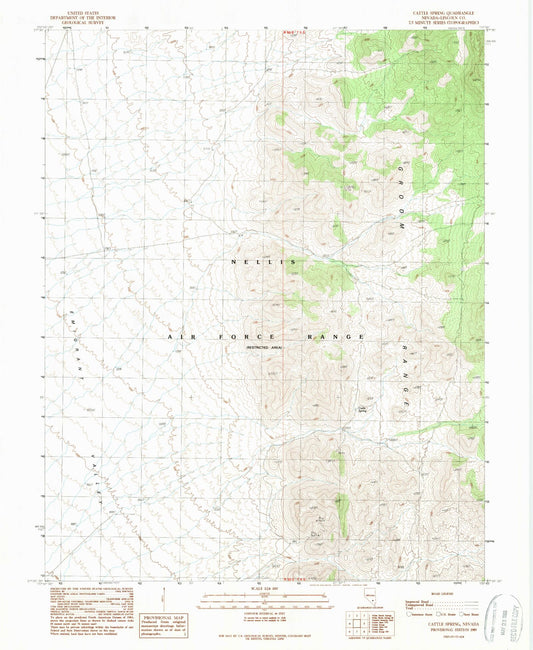 Classic USGS Cattle Spring Nevada 7.5'x7.5' Topo Map Image