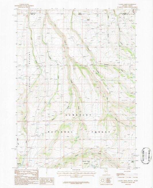 Classic USGS Caudle Creek Nevada 7.5'x7.5' Topo Map Image