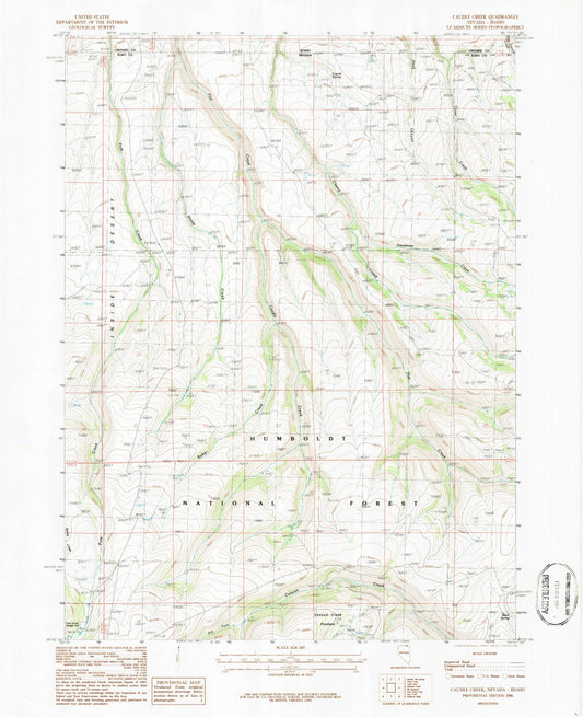 Classic USGS Caudle Creek Nevada 7.5'x7.5' Topo Map Image