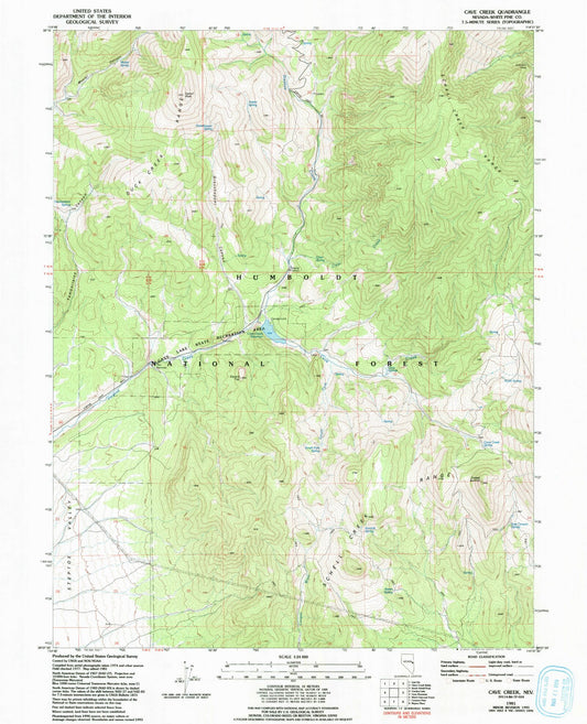 Classic USGS Cave Creek Nevada 7.5'x7.5' Topo Map Image