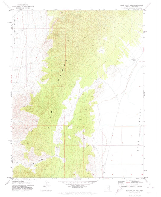 Classic USGS Cave Valley Well Nevada 7.5'x7.5' Topo Map Image