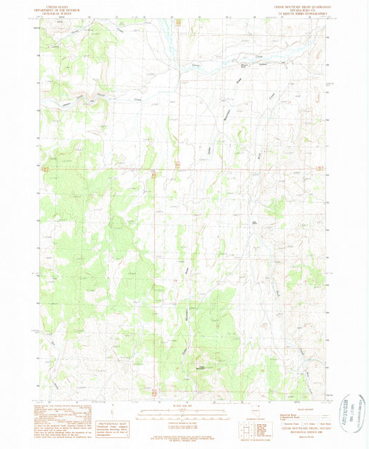 Classic USGS Cedar Mountain Draw Nevada 7.5'x7.5' Topo Map Image