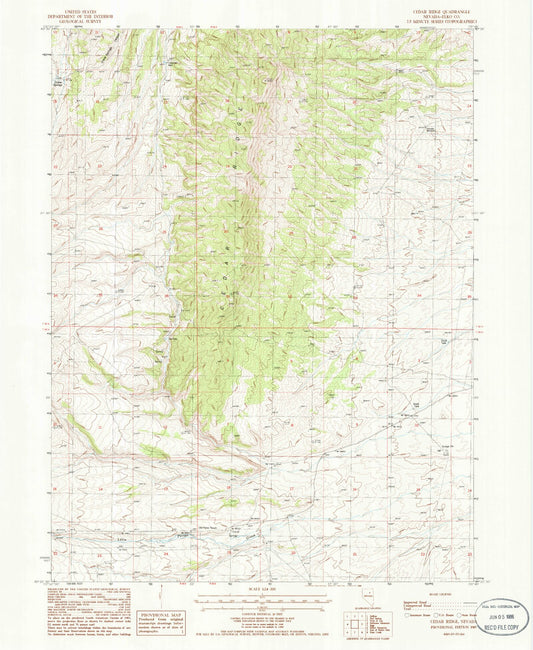 Classic USGS Cedar Ridge Nevada 7.5'x7.5' Topo Map Image