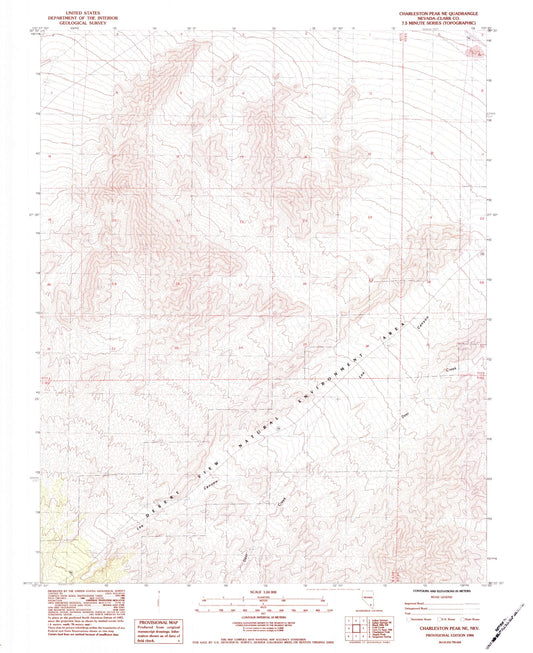 Classic USGS Charleston Peak NE Nevada 7.5'x7.5' Topo Map Image