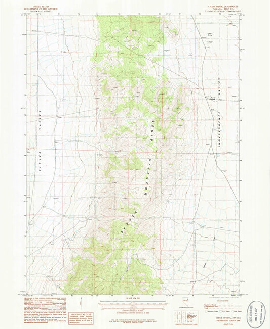 Classic USGS Chase Spring Nevada 7.5'x7.5' Topo Map Image