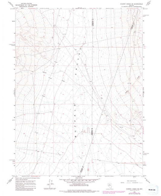 Classic USGS Cherry Creek SE Nevada 7.5'x7.5' Topo Map Image