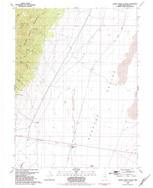 Classic USGS Cherry Creek Station Nevada 7.5'x7.5' Topo Map Image