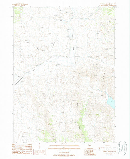 Classic USGS Chicken Springs Nevada 7.5'x7.5' Topo Map Image