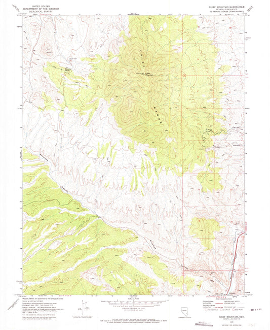 Classic USGS Chief Mountain Nevada 7.5'x7.5' Topo Map Image