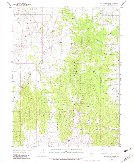 Classic USGS Chin Creek Spring Nevada 7.5'x7.5' Topo Map Image