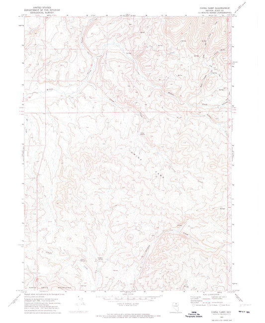 Classic USGS China Camp Nevada 7.5'x7.5' Topo Map Image