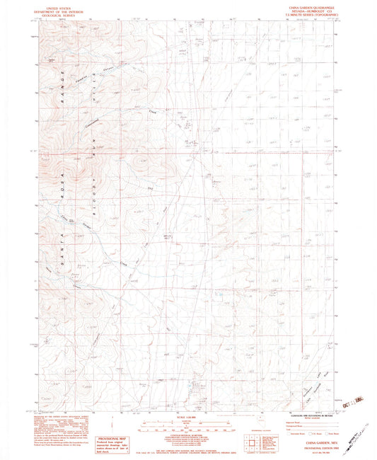 Classic USGS China Garden Nevada 7.5'x7.5' Topo Map Image