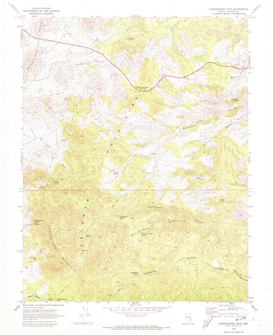 Classic USGS Chokecherry Mountain Nevada 7.5'x7.5' Topo Map Image
