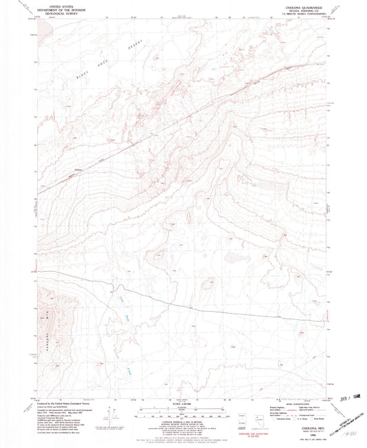 Classic USGS Cholona Nevada 7.5'x7.5' Topo Map Image