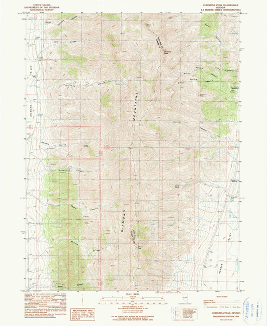 Classic USGS Christina Peak Nevada 7.5'x7.5' Topo Map Image