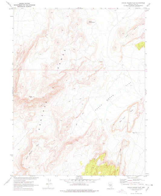 Classic USGS Chuck Wagon Flat Nevada 7.5'x7.5' Topo Map Image