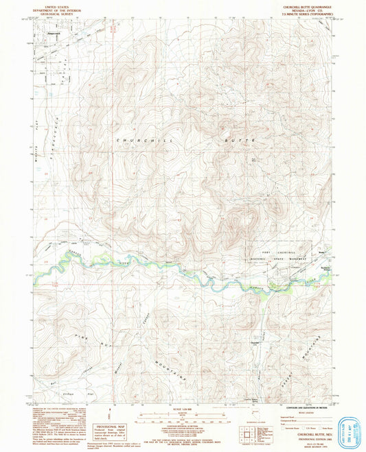 Classic USGS Churchill Butte Nevada 7.5'x7.5' Topo Map Image