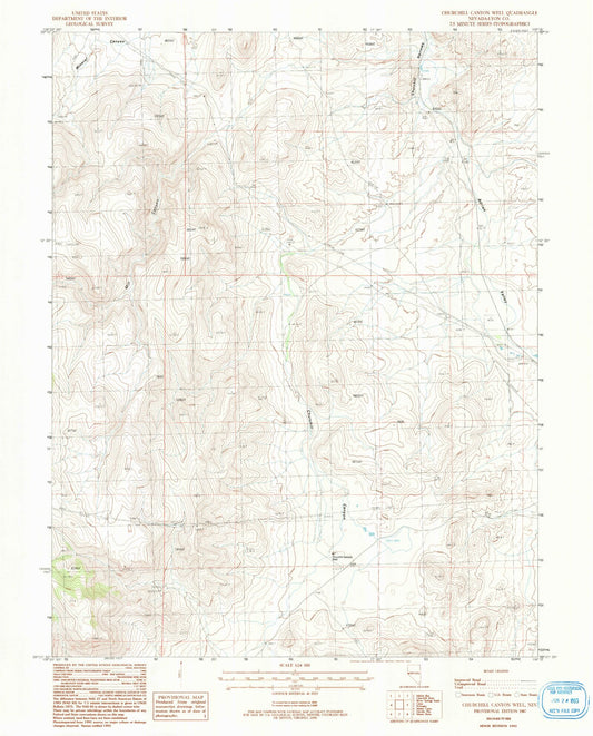 Classic USGS Churchill Canyon Well Nevada 7.5'x7.5' Topo Map Image
