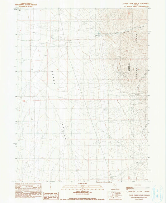 Classic USGS Clear Creek Ranch Nevada 7.5'x7.5' Topo Map Image
