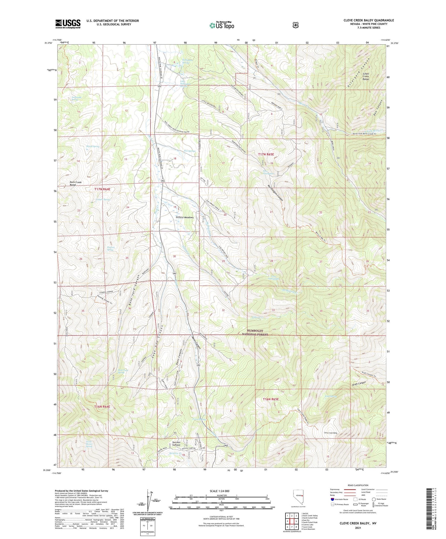 Cleve Creek Baldy Nevada US Topo Map Image