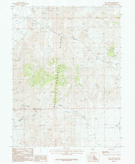 Classic USGS Coal Canyon Nevada 7.5'x7.5' Topo Map Image